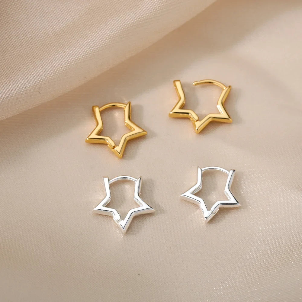 Panqureli® Geometrische Stern-Creolen aus Edelstahl für Damen und Mädchen – hypoallergener Schmuck und Geschenkidee