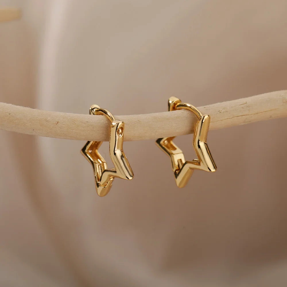Panqureli® Geometrische Stern-Creolen aus Edelstahl für Damen und Mädchen – hypoallergener Schmuck und Geschenkidee