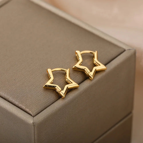 Panqureli® Geometrische Stern-Creolen aus Edelstahl für Damen und Mädchen – hypoallergener Schmuck und Geschenkidee