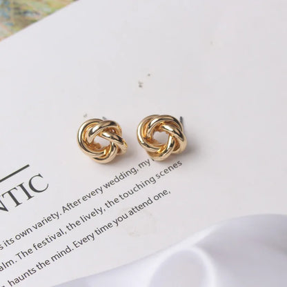 Panqureli® Kleine goldfarbene Metall-Ohrstecker für Damen mit gedrehtem rundem Design – außergewöhnlicher Modeschmuck