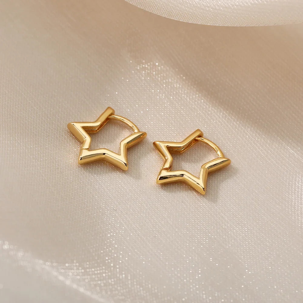 Panqureli® Geometrische Stern-Creolen aus Edelstahl für Damen und Mädchen – hypoallergener Schmuck und Geschenkidee