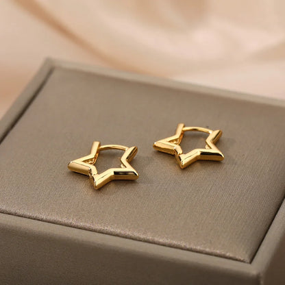 Panqureli® Geometrische Stern-Creolen aus Edelstahl für Damen und Mädchen – hypoallergener Schmuck und Geschenkidee