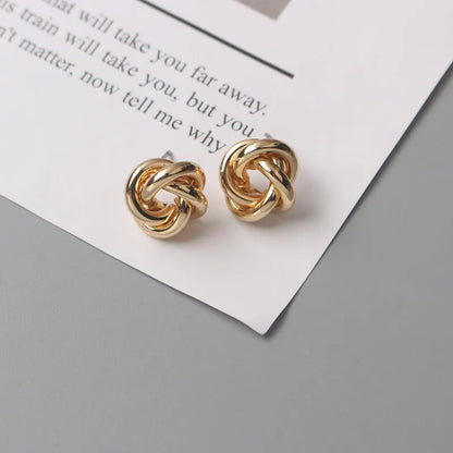 Panqureli® Kleine goldfarbene Metall-Ohrstecker für Damen mit gedrehtem rundem Design – außergewöhnlicher Modeschmuck