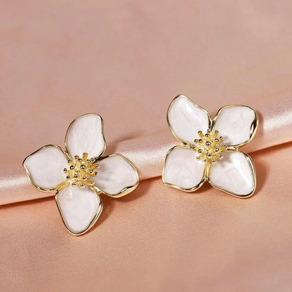 Panqureli® Hibiskus-Blüten-Ohrstecker mit Glasur 2025 für Damen und Mädchen – romantischer französischer und koreanischer Vintage-Stil für Hochzeiten