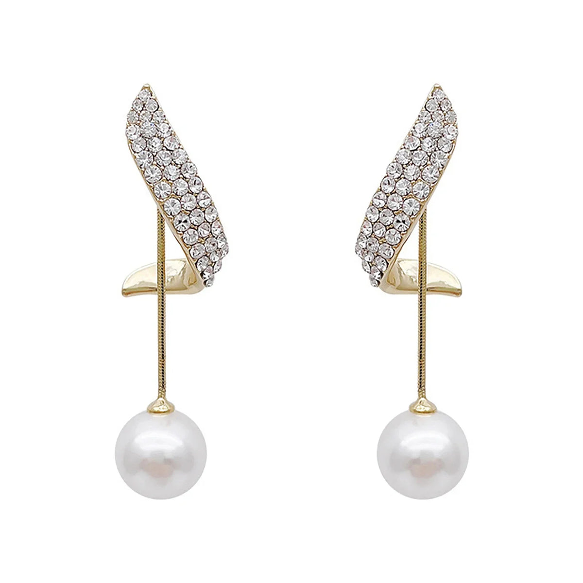 Panqureli® 2 elegante lange Ohrringe für Damen mit Diamantbesatz, Perlen und geometrischem Design – für Partys und Abendveranstaltungen