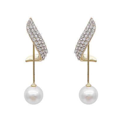 Panqureli® 2 elegante lange Ohrringe für Damen mit Diamantbesatz, Perlen und geometrischem Design – für Partys und Abendveranstaltungen