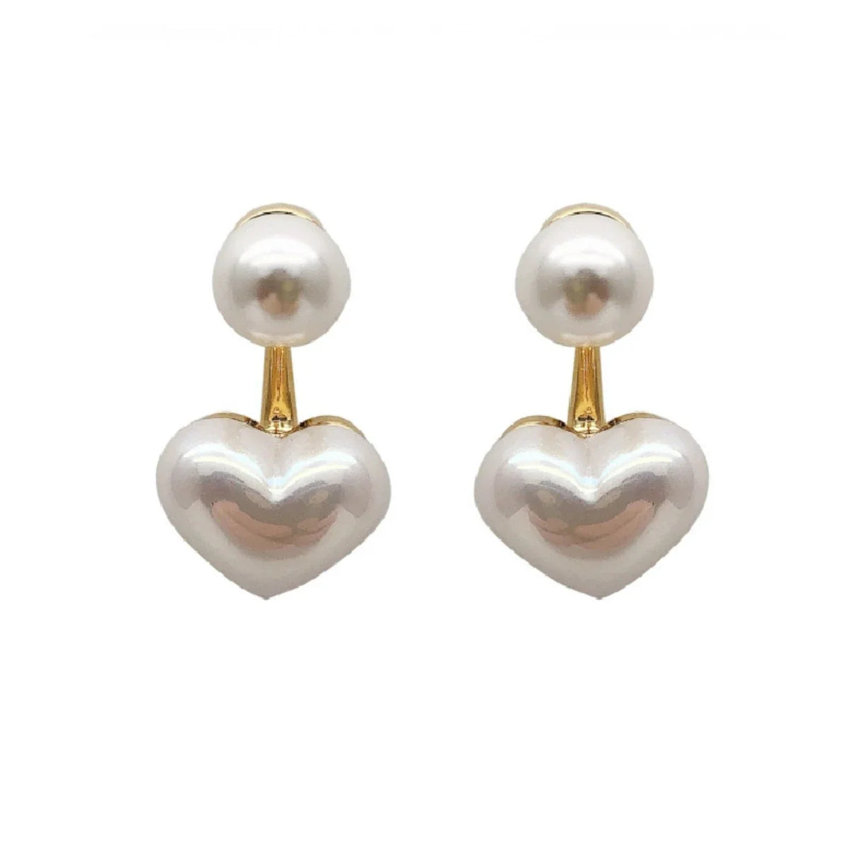Panqureli® 1 Paar schlichte, elegante Herz-Ohrringe mit Perlen im europäischen und amerikanischen Stil