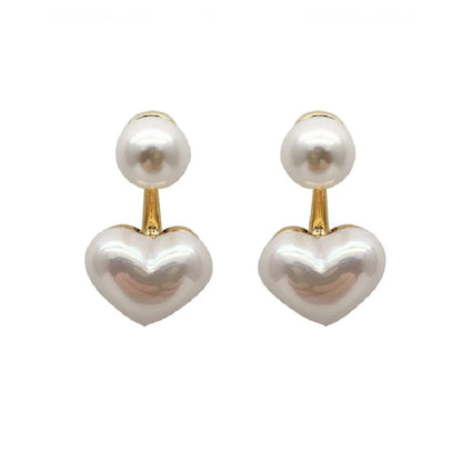 Panqureli® 1 Paar schlichte, elegante Herz-Ohrringe mit Perlen im europäischen und amerikanischen Stil