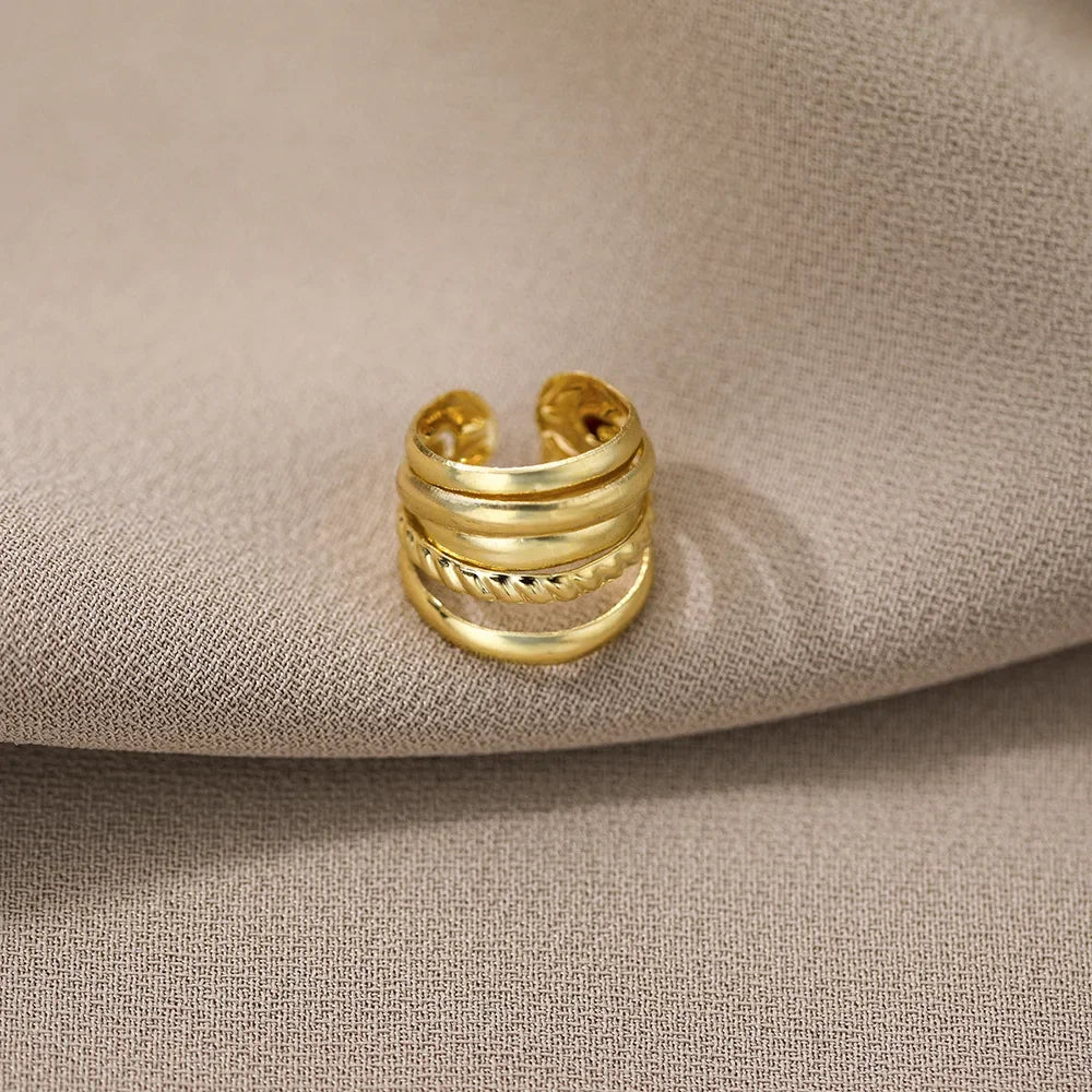 Panqureli® 5-teiliges Set silberfarbener Ohrclips mit Blattmotiv für Damen und Herren – schlichte C-förmige Ear Cuffs ohne Ohrloch