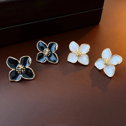 Panqureli® Hibiskus-Blüten-Ohrstecker mit Glasur 2025 für Damen und Mädchen – romantischer französischer und koreanischer Vintage-Stil für Hochzeiten