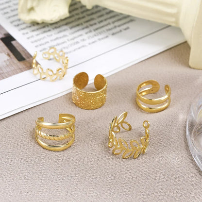 Panqureli® 5-teiliges Set silberfarbener Ohrclips mit Blattmotiv für Damen und Herren – schlichte C-förmige Ear Cuffs ohne Ohrloch