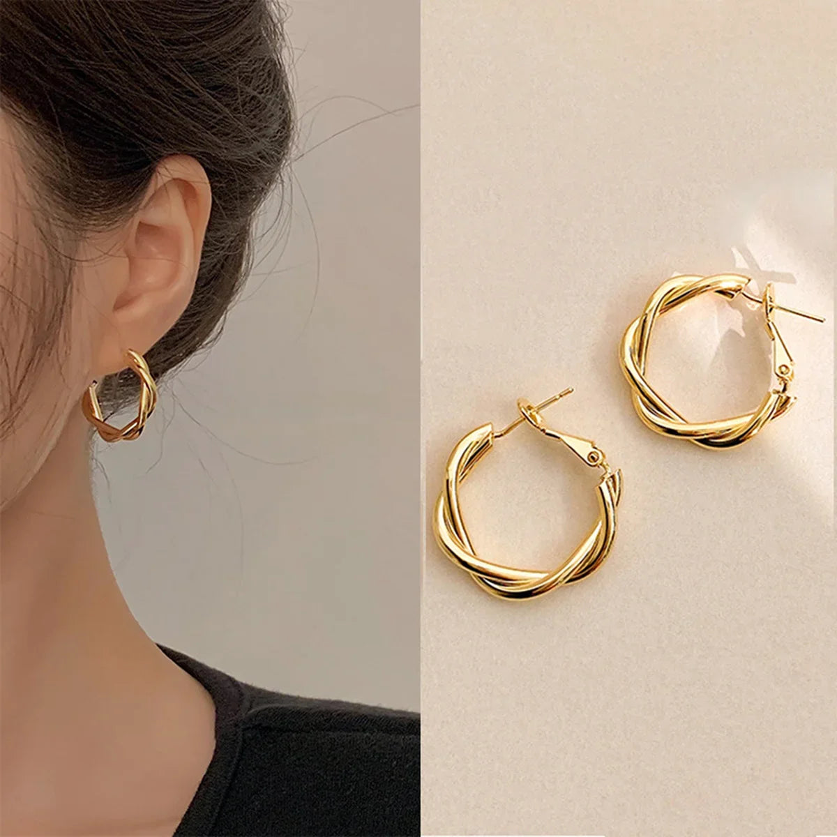 Panqureli® 2 kreative Ohrringe für Damen mit umwickeltem Doppelring – für Karneval, Partys und festliche Outfits