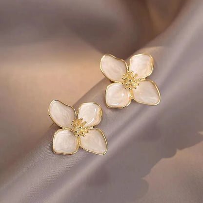Panqureli® Hibiskus-Blüten-Ohrstecker mit Glasur 2025 für Damen und Mädchen – romantischer französischer und koreanischer Vintage-Stil für Hochzeiten